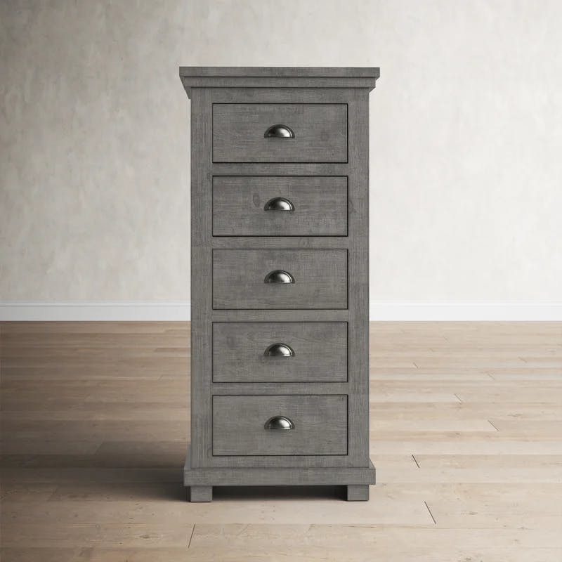 Distressed Dark Gray Transitional Pine Lingerie Chest