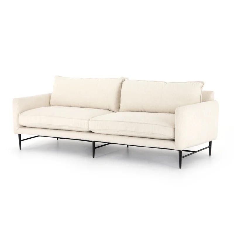 Delaney 93'' Altro Snow White Fabric Sofa with Removable Cushions