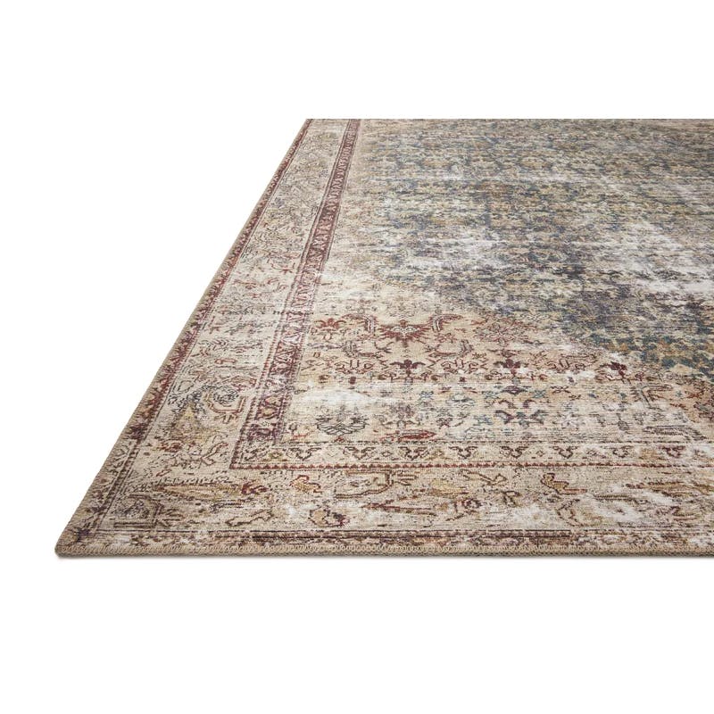 Georgie Teal Antique-Inspired Fade-Resistant Area Rug