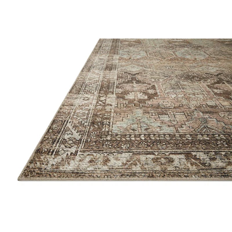 Light Blue Distressed Synthetic 6' x 9' Easy-Care Area Rug
