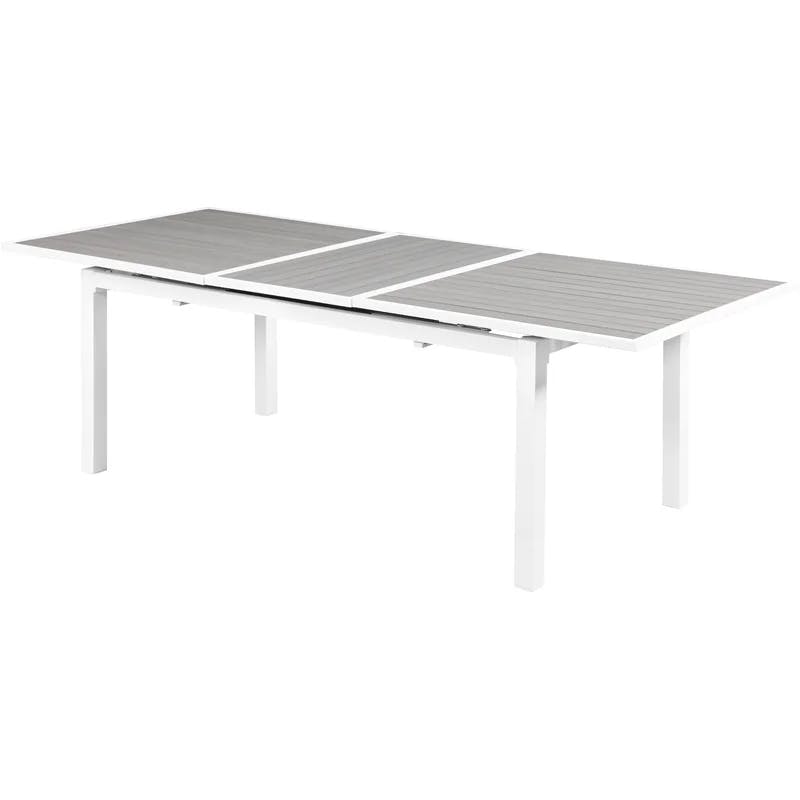Nizuc Grey and White Aluminum Extendable Outdoor Dining Table
