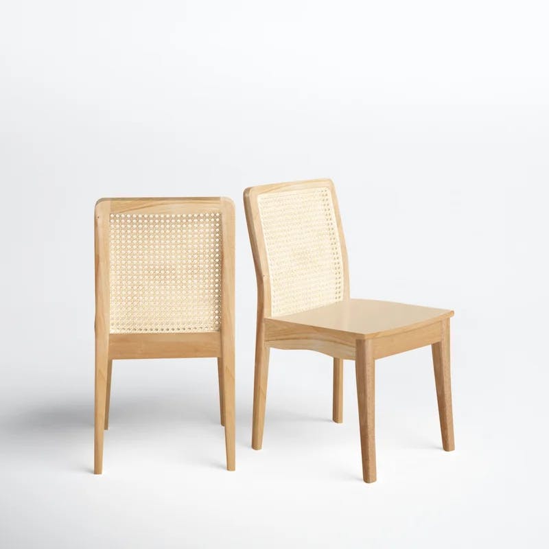 Montclair Coastal Brown Rattan Cane Side Chair, Set of 2