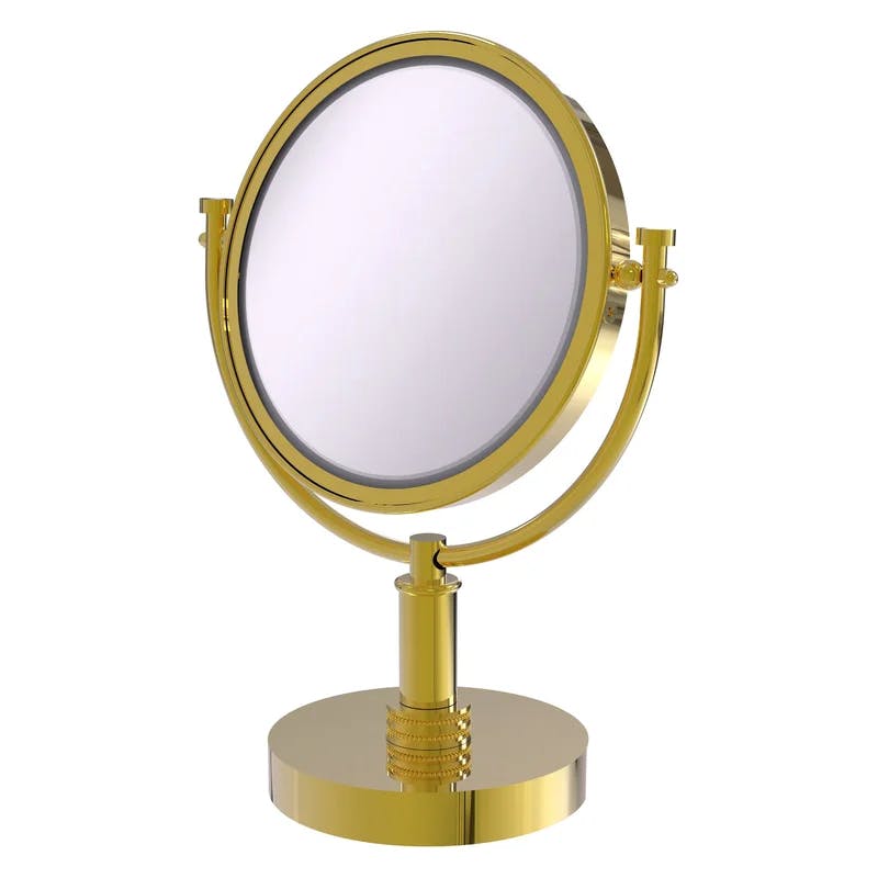 Elegant Polished Brass Countertop Makeup Mirror with 3X Magnification