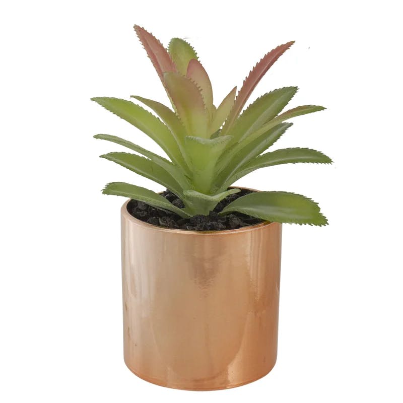 Rose Gold Potted Artificial Aloe Plant, 5" Height
