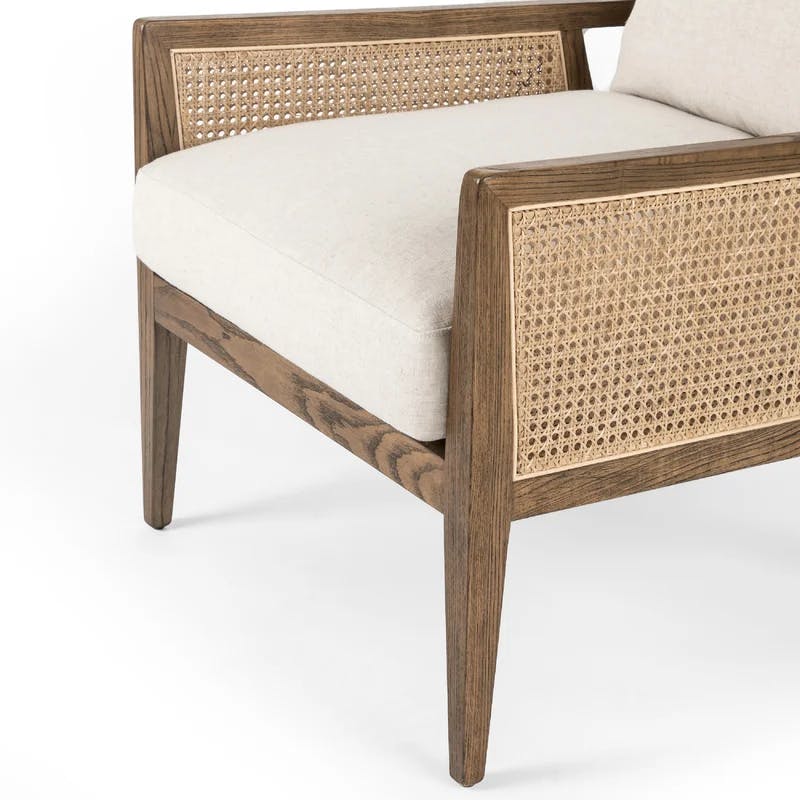 Antonia Mid-Century Modern Toasted Parawood & Natural Cane Chair
