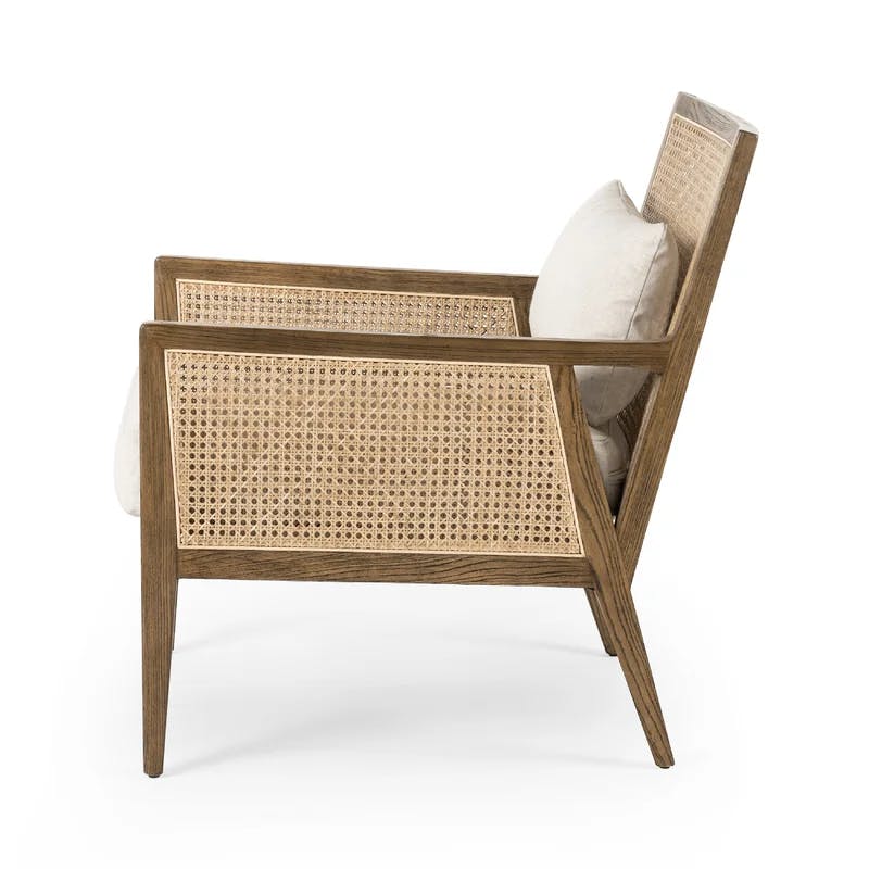 Antonia Mid-Century Modern Toasted Parawood & Natural Cane Chair