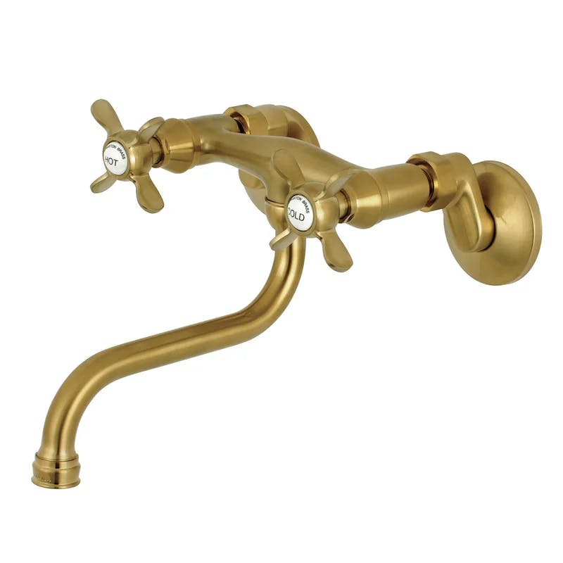 Essex Victorian-Inspired Brushed Brass Wall Mounted Bathroom Faucet