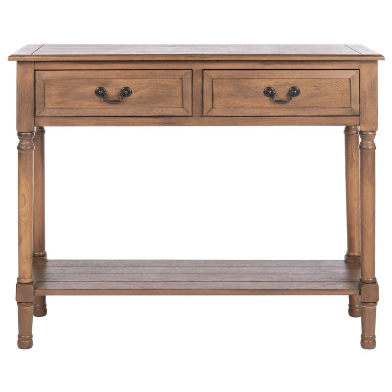 Primrose Warm Brown Wood & Metal Console Table with Storage