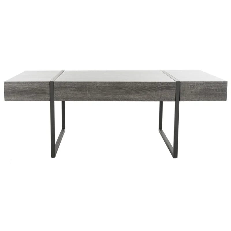 Tristan 43'' Black Wood and Metal Transitional Coffee Table