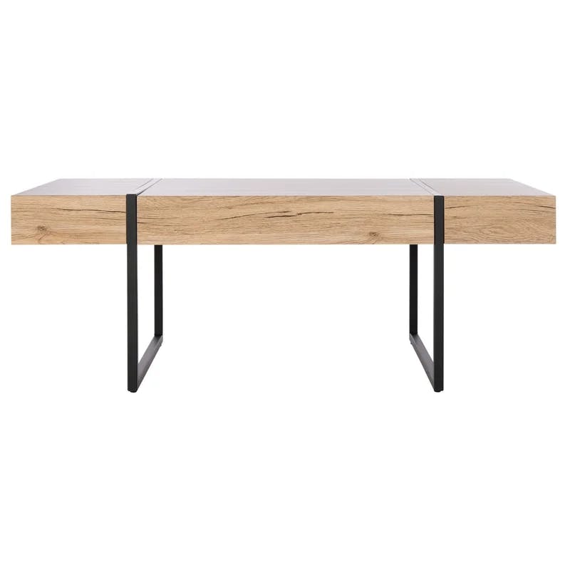 Tristan Natural Black 48" Rectangular Wood Metal Coffee Table