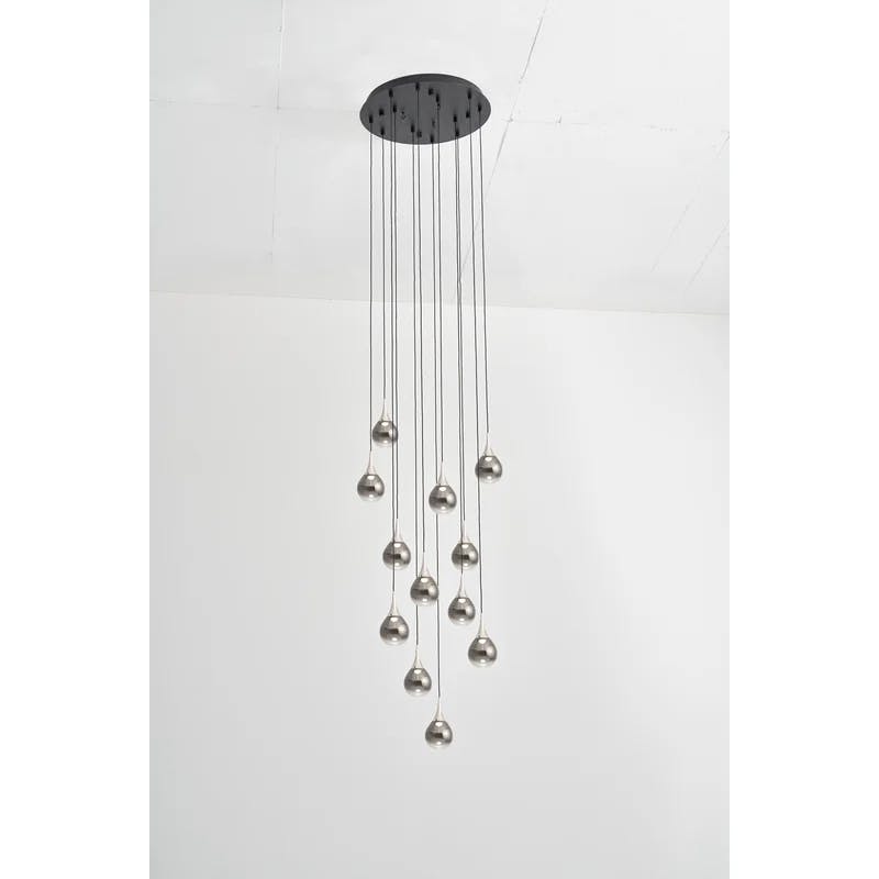 Paopao 12-Light Chrome Cluster LED Pendant with Mouth-Blown Glass
