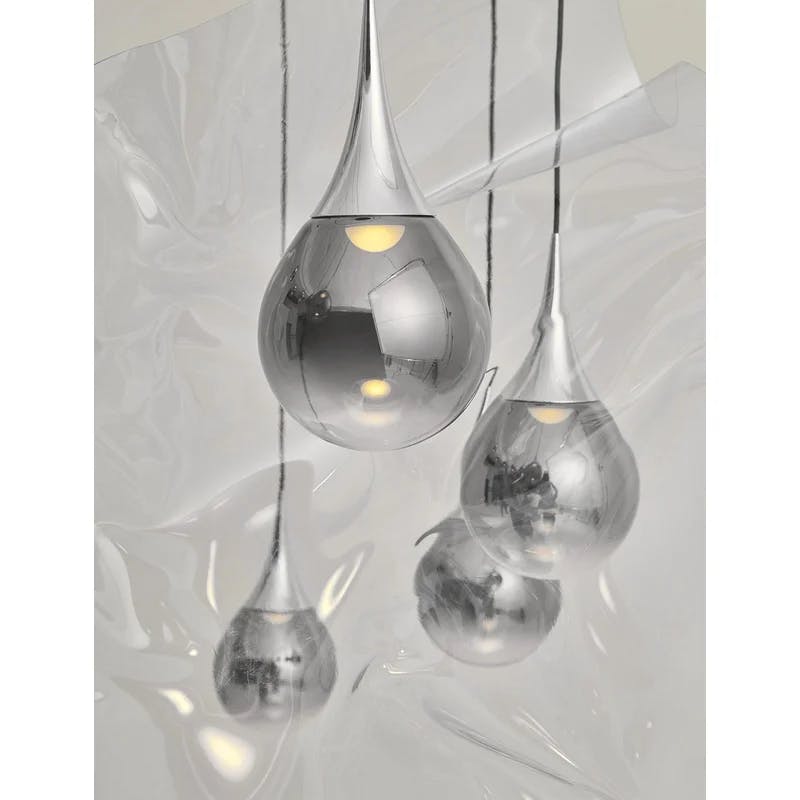 Paopao 12-Light Chrome Cluster LED Pendant with Mouth-Blown Glass