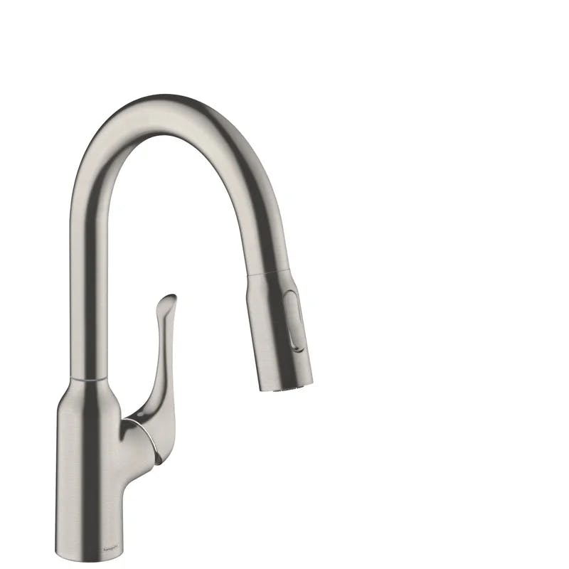 Modern 14'' Stainless Steel Optik Kitchen Faucet with Pull-Out Spray