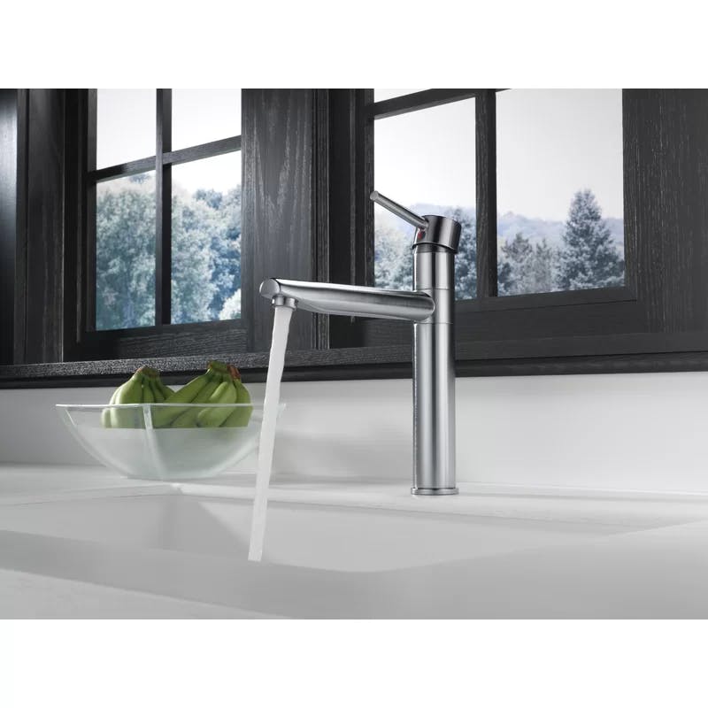 Sleek Modern 11" Stainless Steel Kitchen Faucet with Pull-out Spray