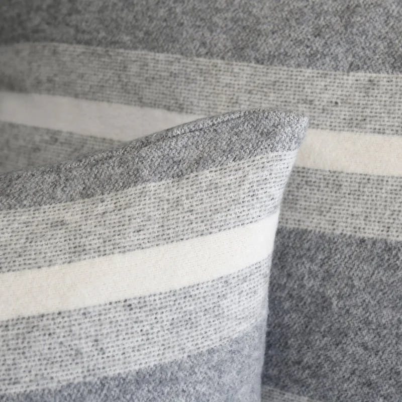 Alpine Queen Grey & Ivory Striped Cotton Blanket