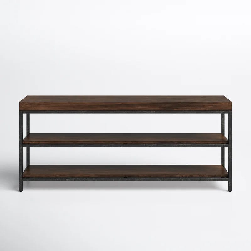 Transitional 72'' Black and Gray Solid Wood Console with Metal Legs