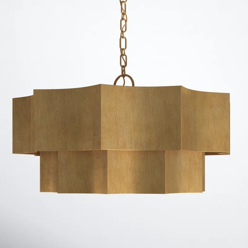 Shelby 6-Light Gold Patina Metal Tiered Pendant Chandelier