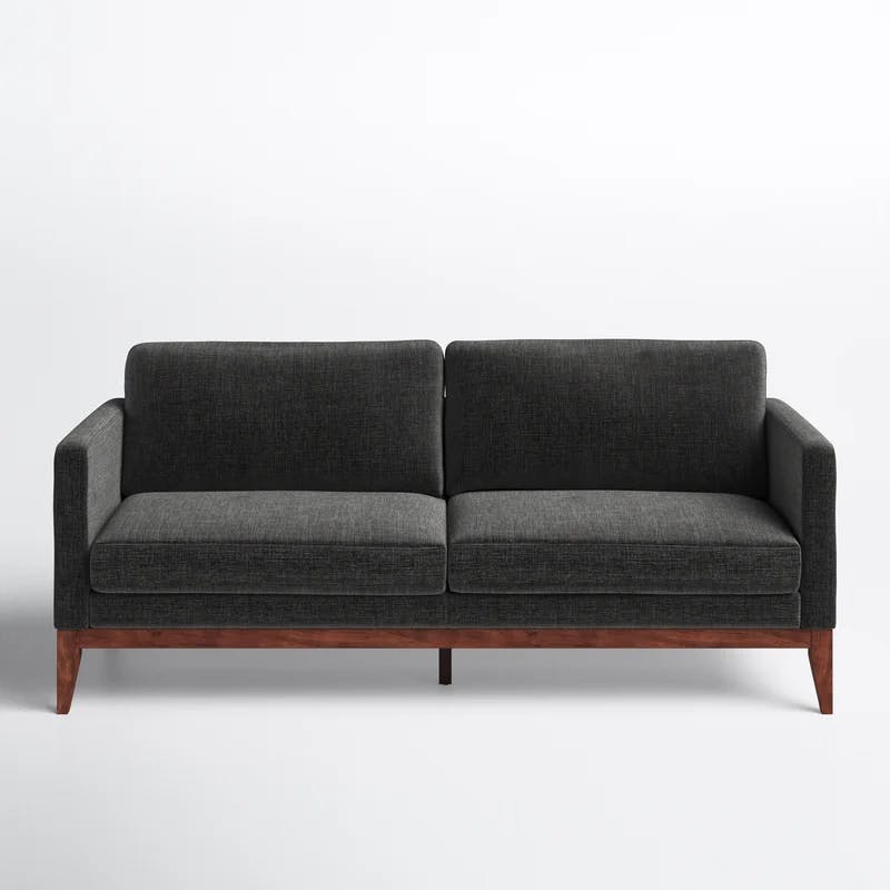 Clyde 76'' Charcoal Gray Linen Pillow Back Sofa