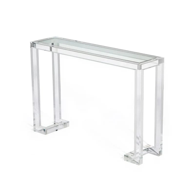 Ava 48'' Clear Glass and Metal Contemporary Console Table