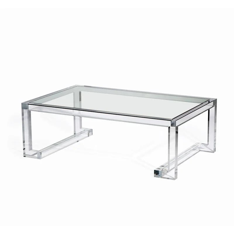 Ava 48" Rectangular Clear Glass & Acrylic Coffee Table