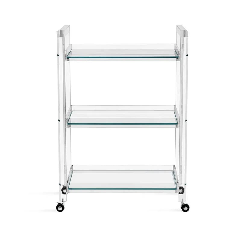 Ava Modern Clear Acrylic Bar Cart with Glass Shelves