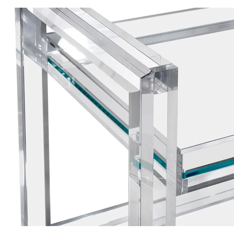 Ava Modern Clear Acrylic Bar Cart with Glass Shelves