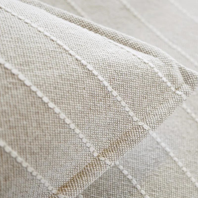 Henley Oat Queen Cotton Duvet Cover with Woven Stripe Design