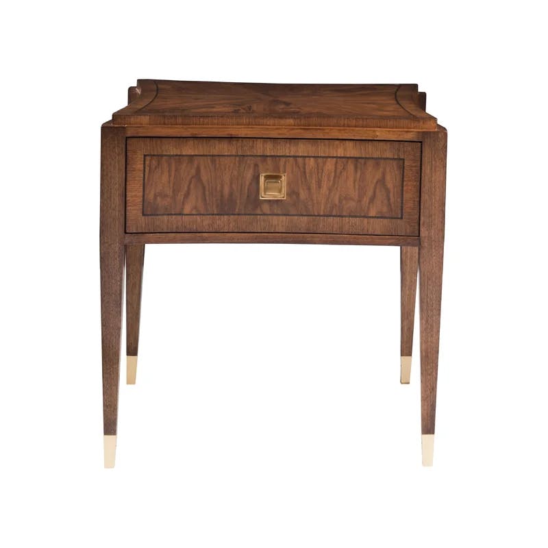 Traditional Bleached Walnut Square End Table with Storage