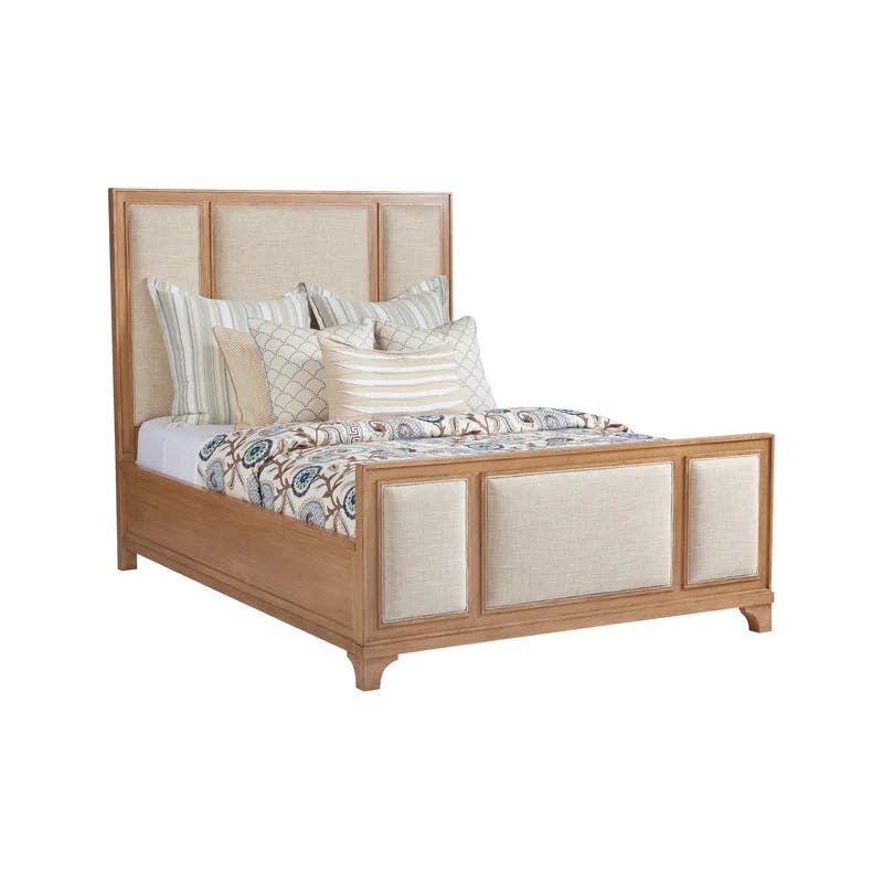 Sandstone Queen Upholstered Bed with Wooden Frame