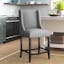 Elegant Light Gray Upholstered Wood Counter Stool with Nailhead Trim
