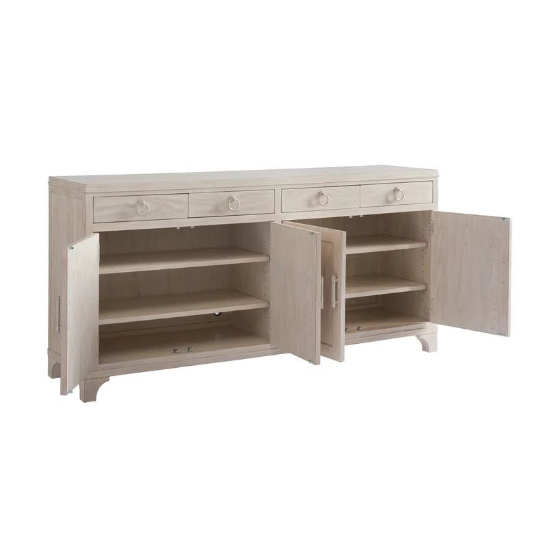 Sailcloth Cream Transitional 78'' Sideboard with 4 Drawers