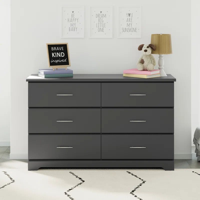 Brookside Modern Gray 6-Drawer Double Nursery Dresser
