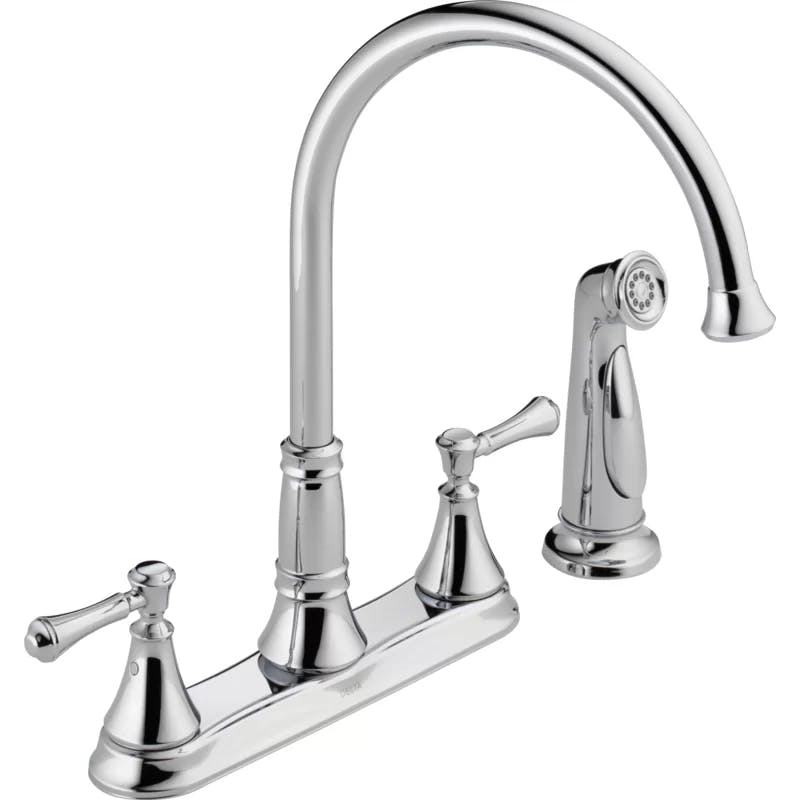 Classic Elegance 13.5" Chrome Brass Kitchen Faucet with Side Spray
