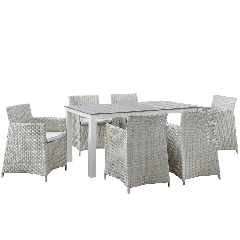 Modway Junction 6-Person Gray White Outdoor Dining Set with Cushions