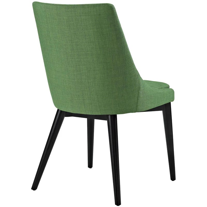 Kelly Green Viscount Upholstered Side Chair with Tapered Wood Legs