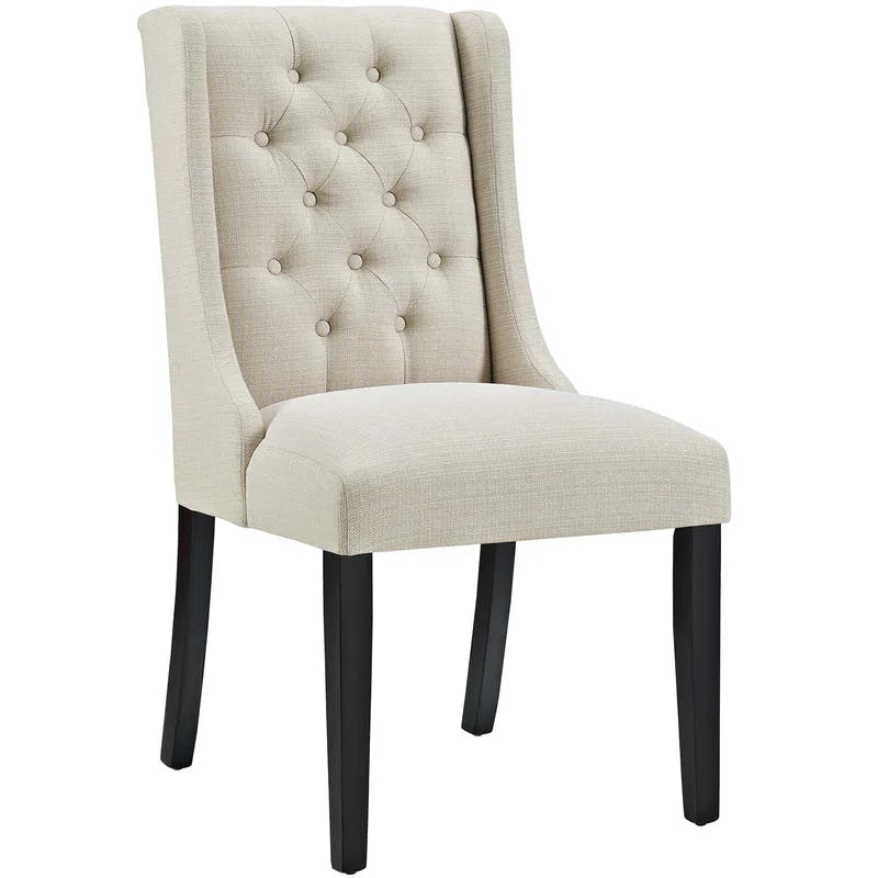 Elegant Beige Parsons Upholstered Side Chair with Button Tufting
