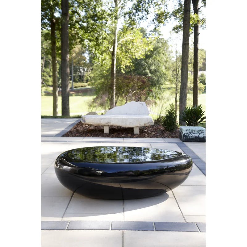 Contemporary Black Oval Solid Wood Coffee Table 54"x34"