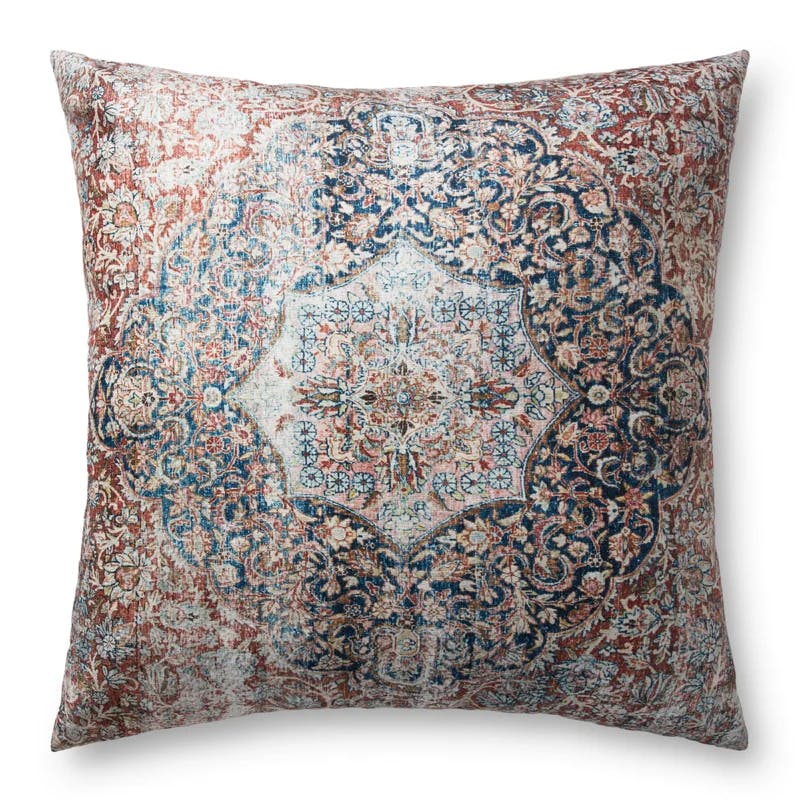 Marissa Red/Navy 3' Machine Woven Polyester Floor Pillow