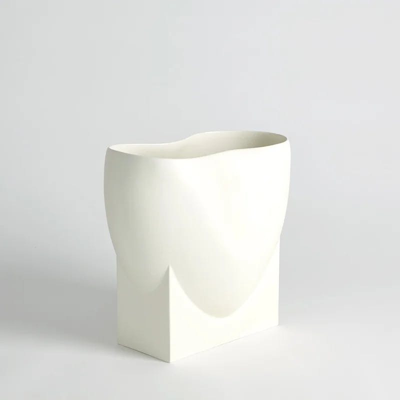 Orpheus Artisan Ivory Ceramic Low Bowl - 14"x12.5"