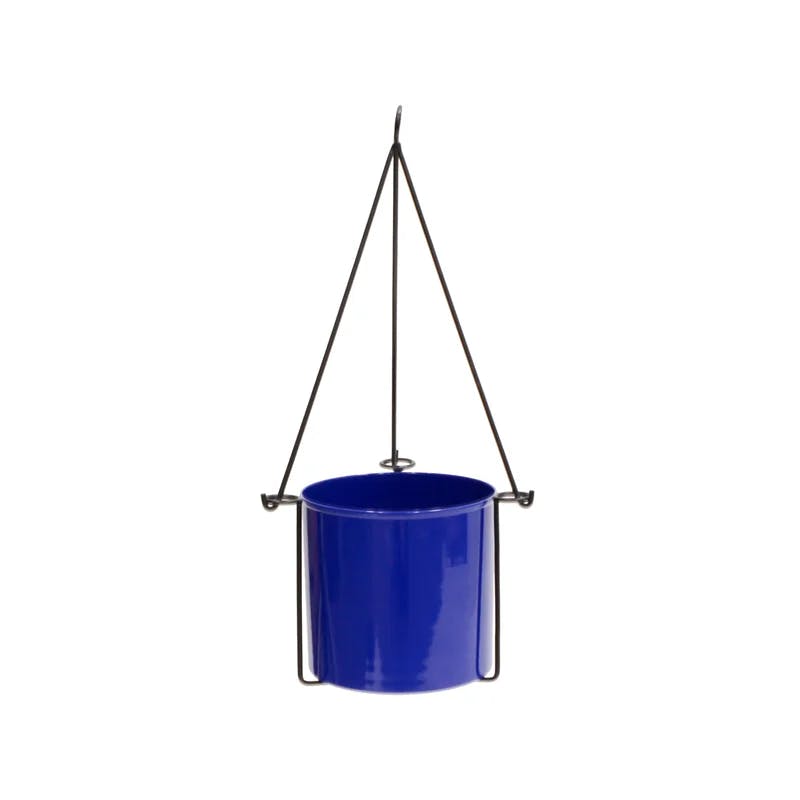 French Blue Modern Metal Hanging Planter for Indoor/Outdoor