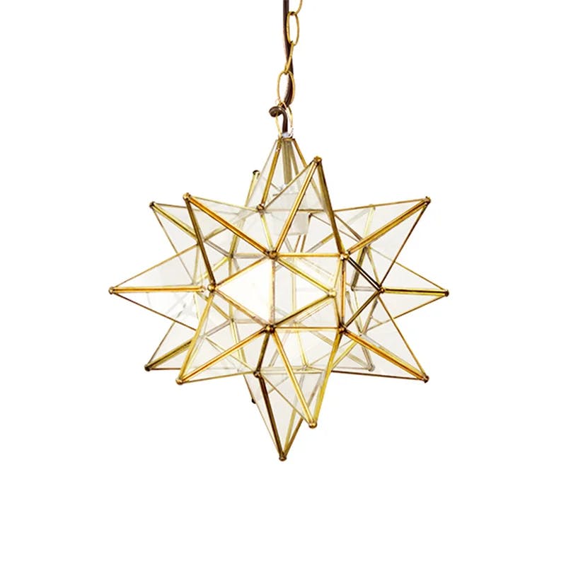 Ethereal Star 15'' Gold and Glass LED Pendant Light
