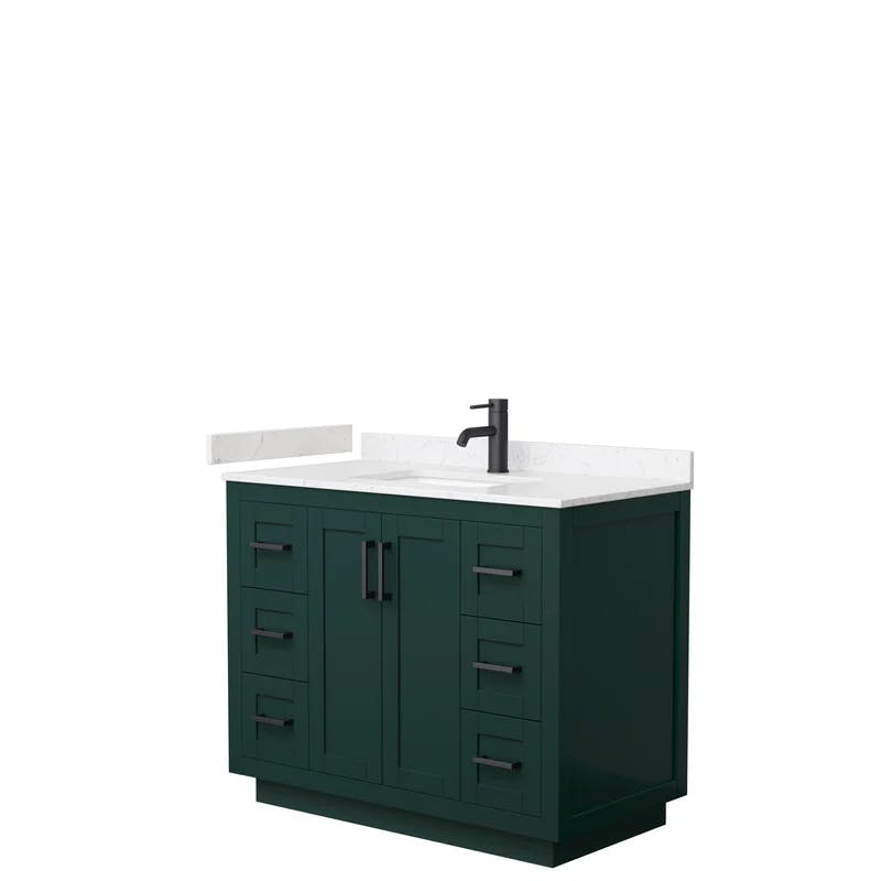 Miranda 42'' Green Single Freestanding Bathroom Vanity with Marble Top