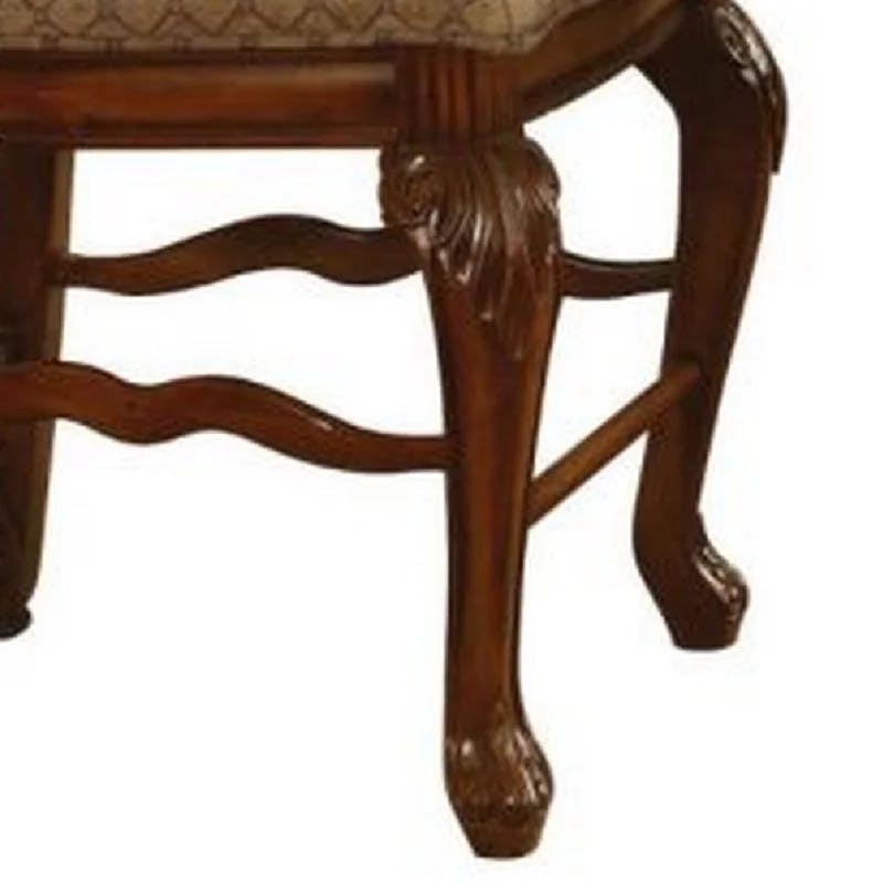 Casual Brown Wood Counter Height Chair with Upholstered Seat, Set of 2