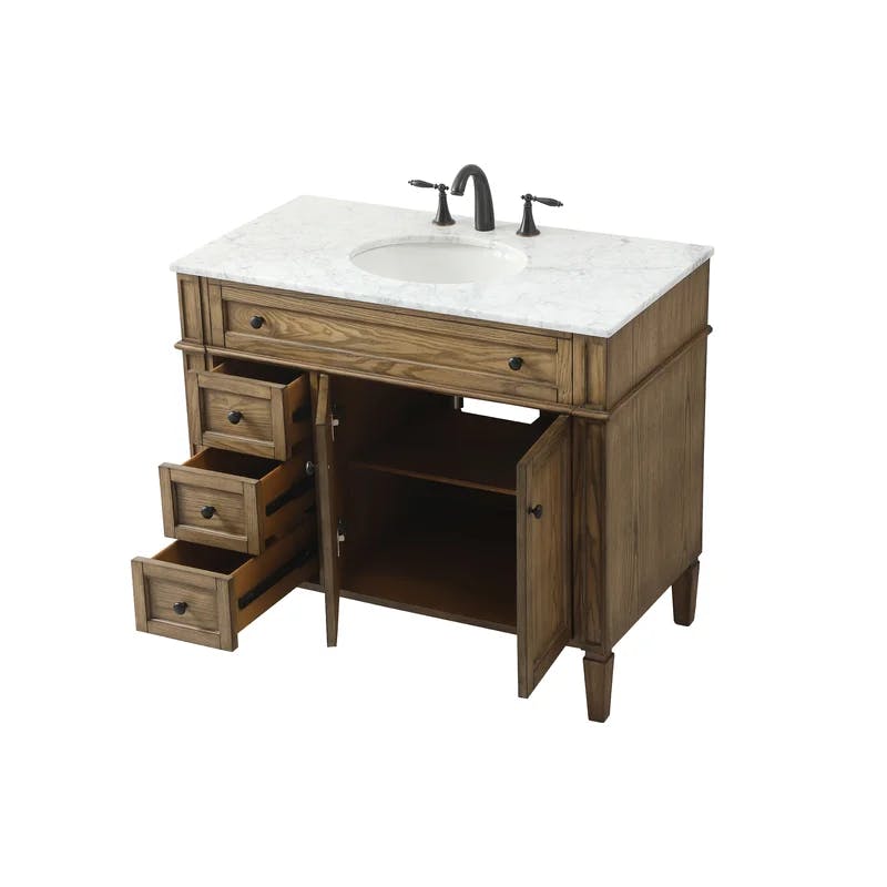 Park Avenue Driftwood Single Vanity with Carrara White Marble Top
