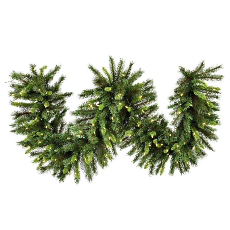 Lush Pine & Ribbon Pre-Lit Christmas Garland - 27in