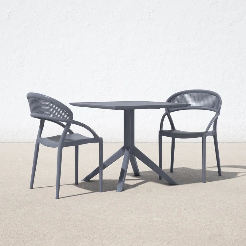 Skyline 31.5" Square Modern Gray Outdoor Bistro Table