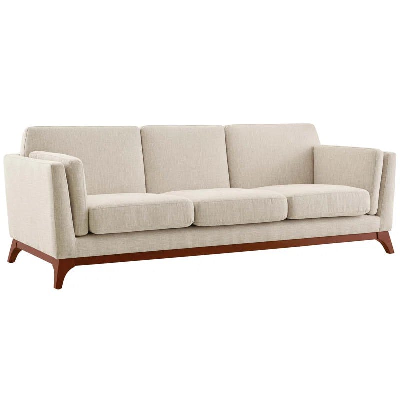 Chance Beige Fabric Sofa with Flared Arms and Removable Cushions