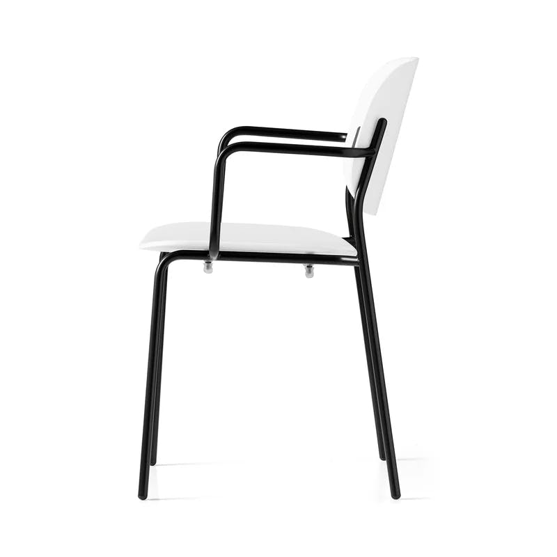 Optic White & Matt Black Metal-Frame Outdoor Dining Chair