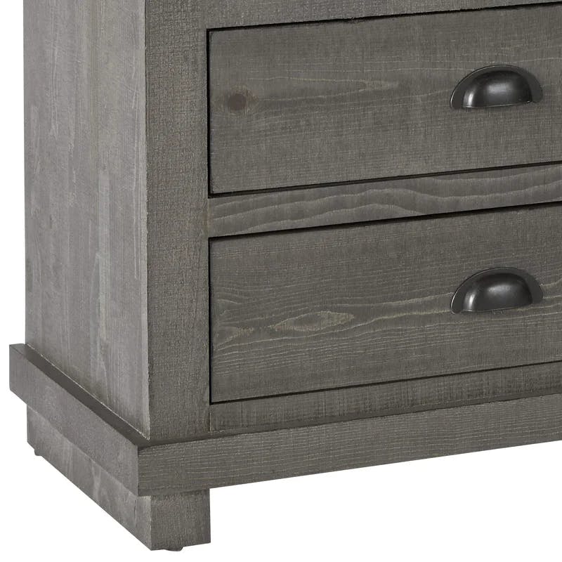 Transitional Gray 3-Drawer Solid Pine Nightstand