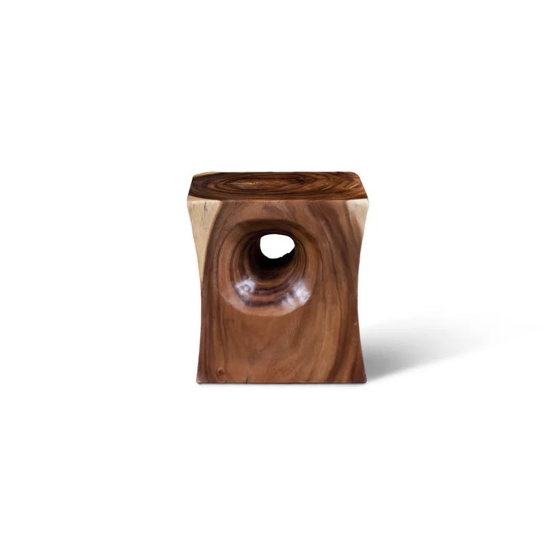Acacia Wood Square Brown Side Table with Natural Grain